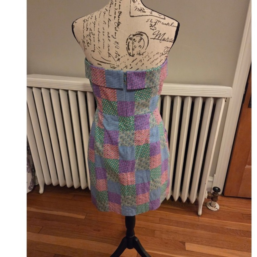 Vineyard Vines Pastel Cotton Patchwork Strapless Mini Dress Derby Print Sz 4 - Picture 4 of 13